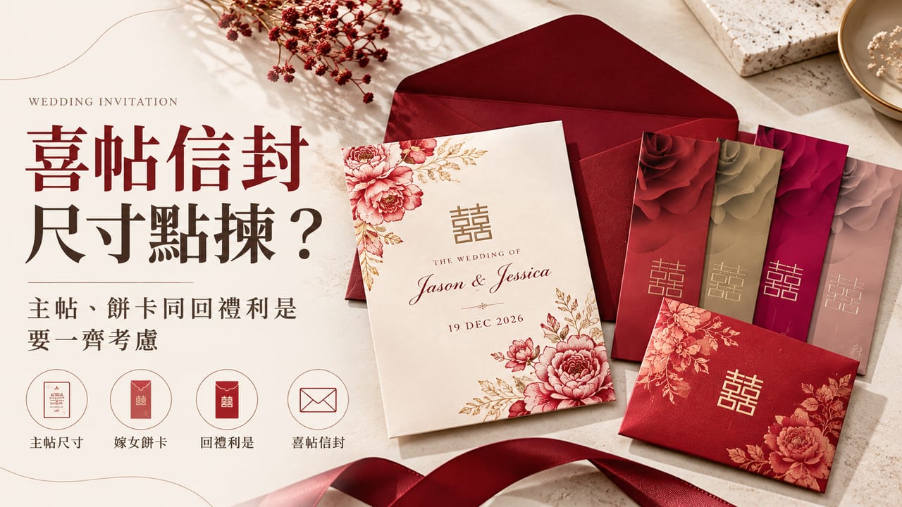 喜帖信封尺寸點揀?主帖、餅卡同回禮利是要一齊考慮