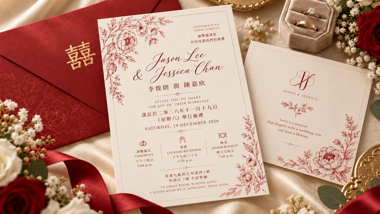 中英雙語喜帖點排版？4 種實用排法＋免費字體配搭
