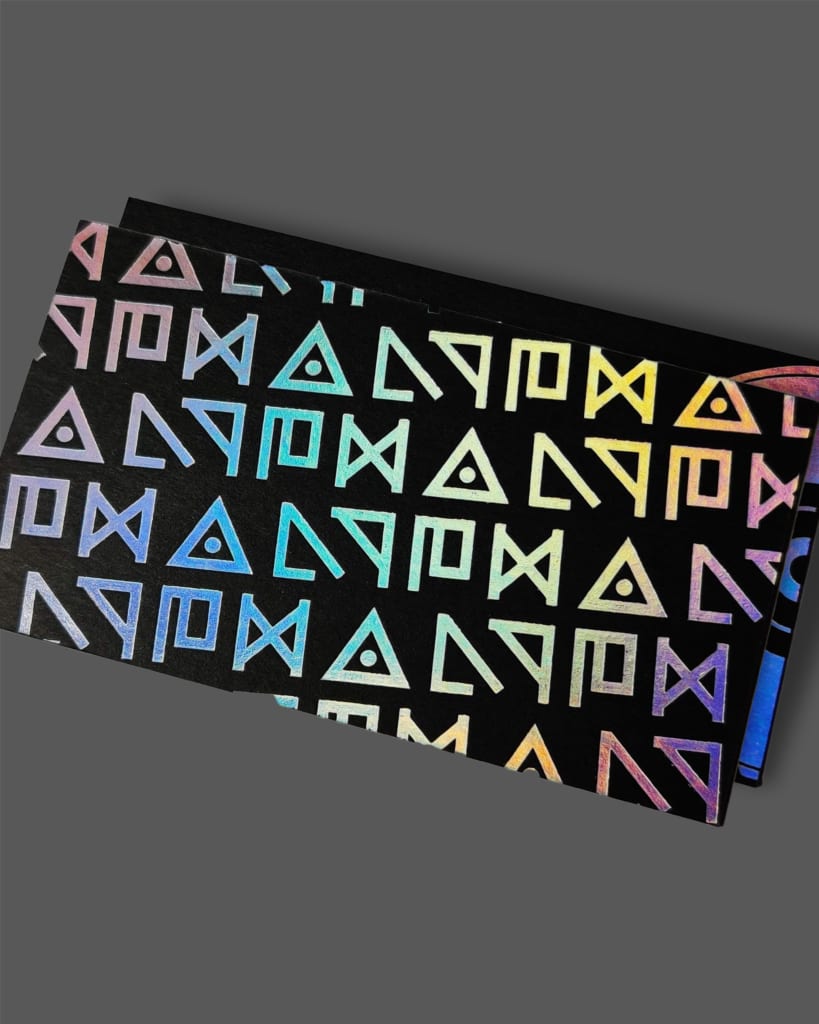 Holographic foil business card, premium black card, foil stamping, thick card
