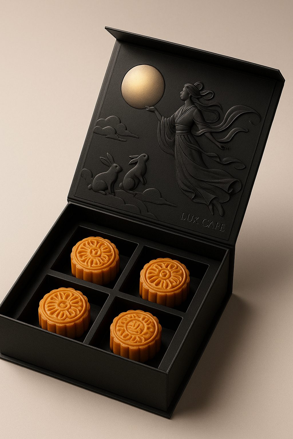 Black magnetic hexagonal mooncake box