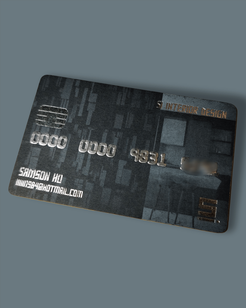 Silver-foil embossed business card, gold embossed card, premium black card, thick card