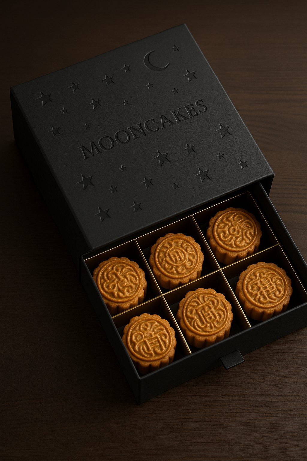 Black magnetic square mooncake box