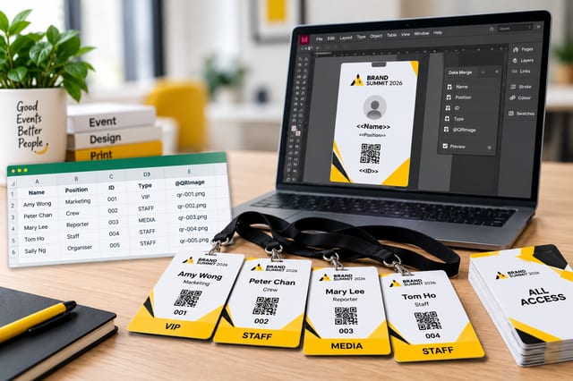 活動工作證唔使逐張改｜InDesign Data Merge 姓名、編號、QR Code 教學