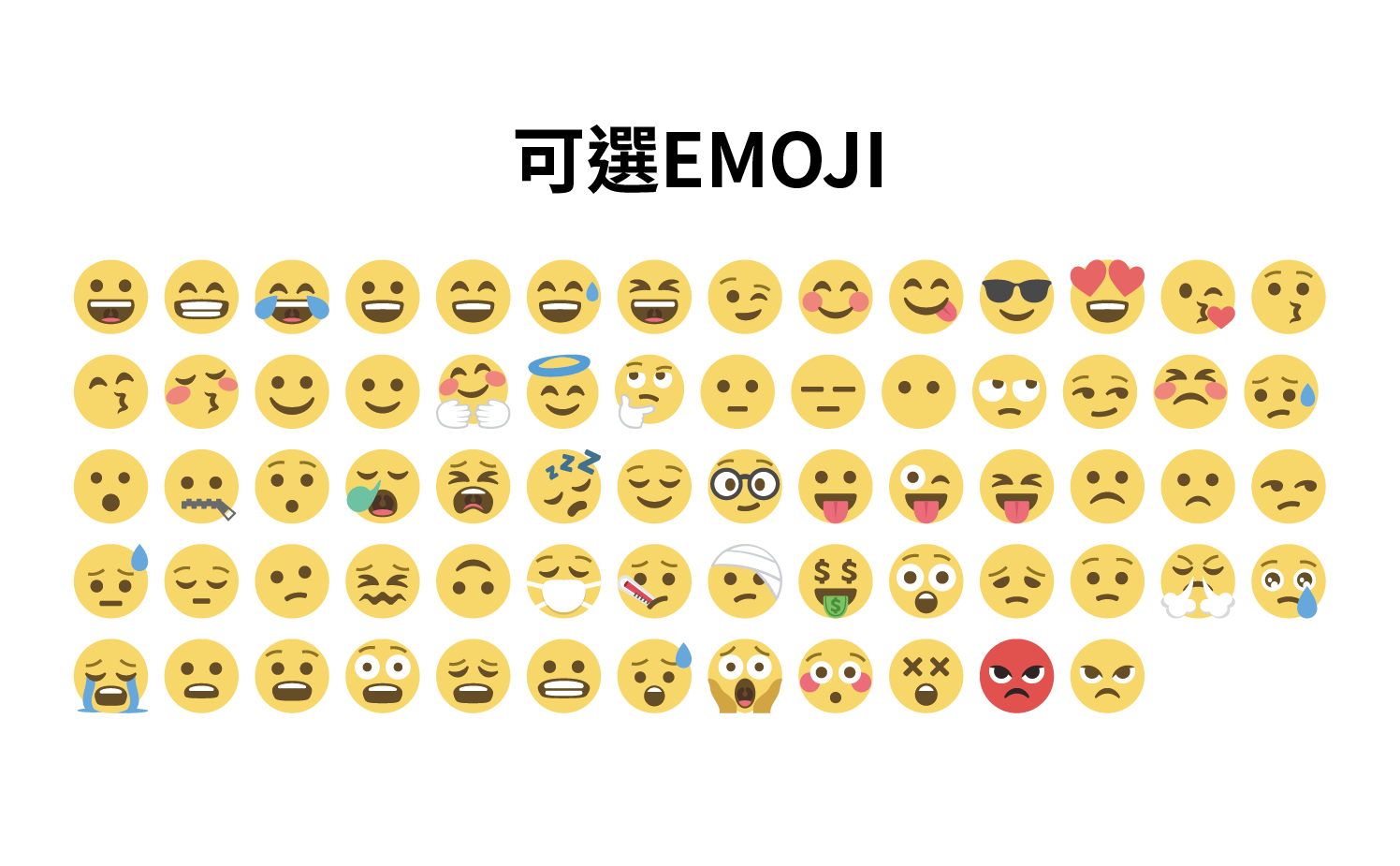 Emoji 表情牌可選表情款式一覽